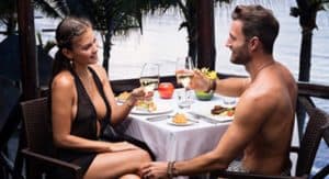 couple having dinner hidden beach mexico 14th Anniversary Trip Report